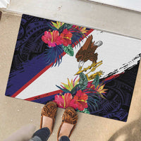 American Samoa Flag Day Since 1900 Rubber Doormat Samoa Muamua Le Atua Tropical Flowers LT9 - Polynesian Pride