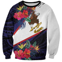 American Samoa Flag Day Since 1900 Sweatshirt Samoa Muamua Le Atua Tropical Flowers LT9 Unisex Blue - Polynesian Pride