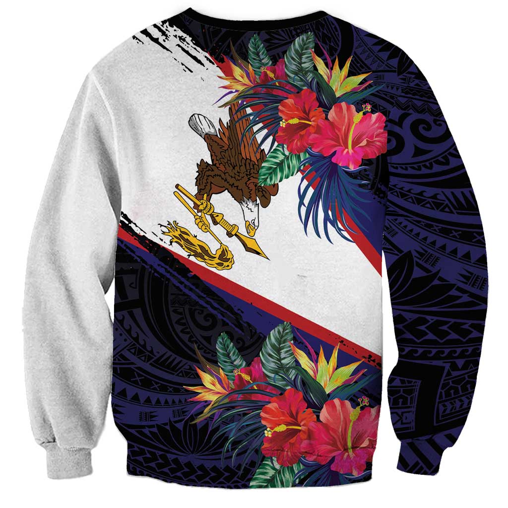 American Samoa Flag Day Since 1900 Sweatshirt Samoa Muamua Le Atua Tropical Flowers LT9 - Polynesian Pride