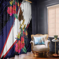 American Samoa Flag Day Since 1900 Window Curtain Samoa Muamua Le Atua Tropical Flowers LT9 - Polynesian Pride