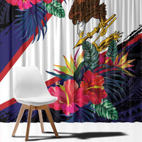 American Samoa Flag Day Since 1900 Window Curtain Samoa Muamua Le Atua Tropical Flowers LT9 - Polynesian Pride