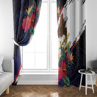American Samoa Flag Day Since 1900 Window Curtain Samoa Muamua Le Atua Tropical Flowers LT9 - Polynesian Pride