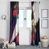 American Samoa Flag Day Since 1900 Window Curtain Samoa Muamua Le Atua Tropical Flowers LT9 - Polynesian Pride