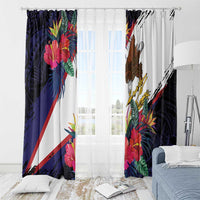 American Samoa Flag Day Since 1900 Window Curtain Samoa Muamua Le Atua Tropical Flowers LT9 - Polynesian Pride
