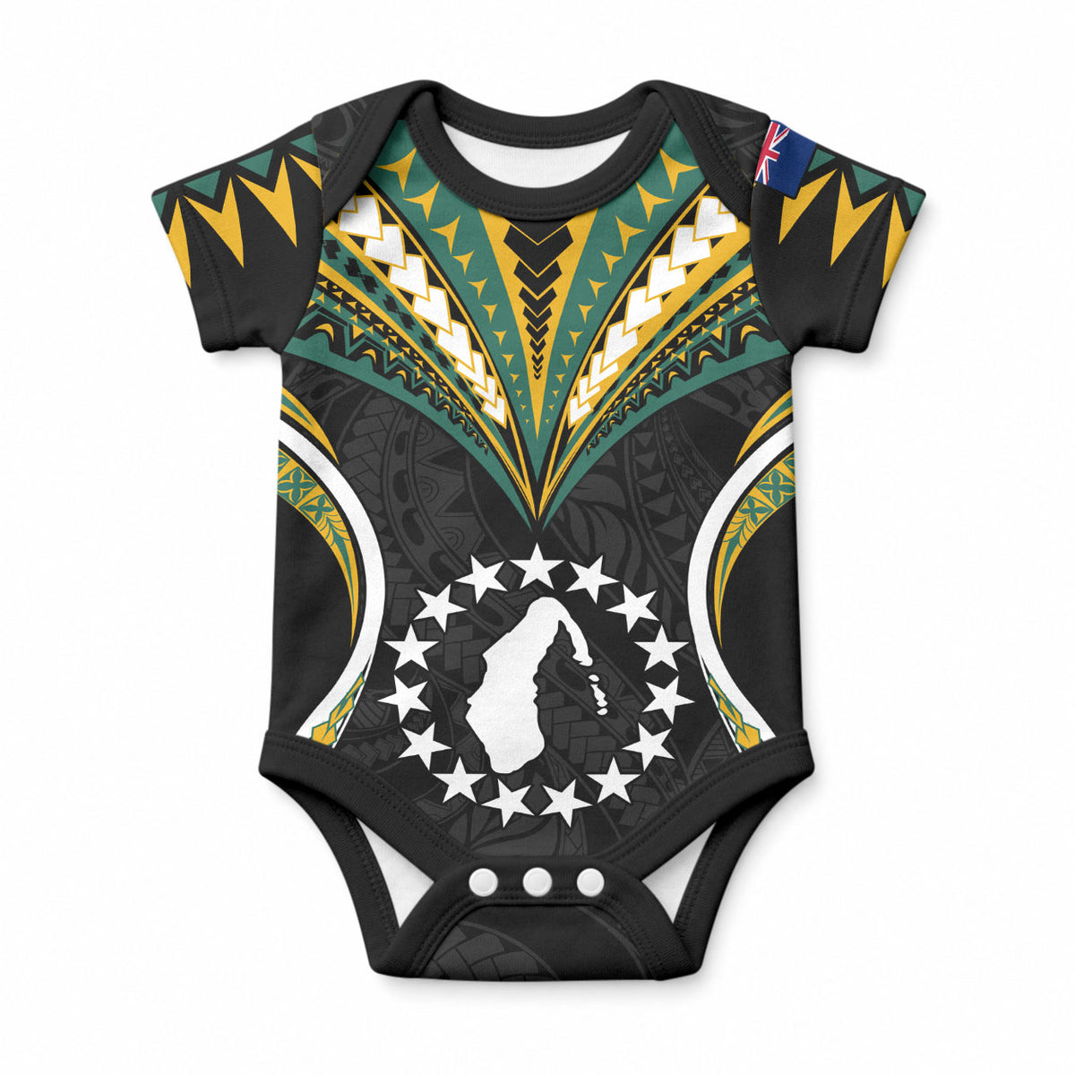 Polynesian Pride Aitutaki Island Baby Onesie Cook Islands Tribal Wave Style LT9 Black - Polynesian Pride
