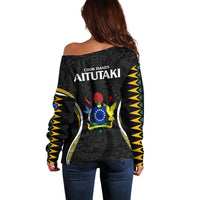 Polynesian Pride Aitutaki Island Off Shoulder Sweater Cook Islands Tribal Wave Style LT9 - Polynesian Pride