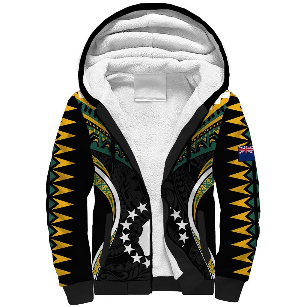 Polynesian Pride Aitutaki Island Sherpa Hoodie Cook Islands Tribal Wave Style LT9 Unisex Black - Polynesian Pride