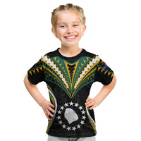 Polynesian Pride Atiu Island Kid T Shirt Cook Islands Tribal Wave Style LT9 Black - Polynesian Pride