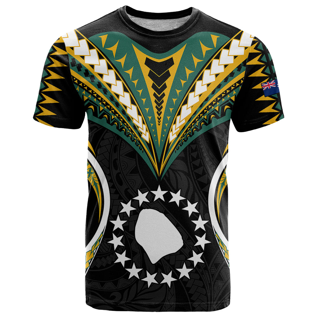 Polynesian Pride Atiu Island T Shirt Cook Islands Tribal Wave Style LT9 Black - Polynesian Pride