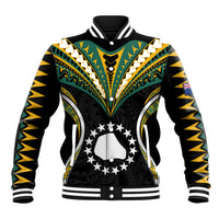 Polynesian Pride Mangaia Island Baseball Jacket Cook Islands Tribal Wave Style LT9 Unisex Black - Polynesian Pride