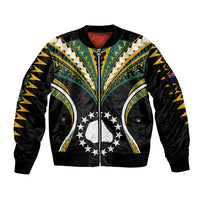 Polynesian Pride Mangaia Island Sleeve Zip Bomber Jacket Cook Islands Tribal Wave Style LT9 Unisex Black - Polynesian Pride