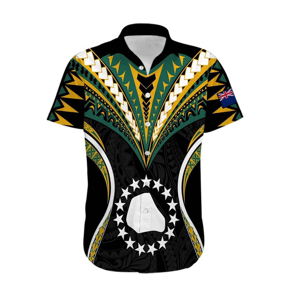 (Personalised) Polynesian Pride Mangaia Island Hawaiian Shirt Cook Islands Tribal Wave Style LT9 Black - Polynesian Pride