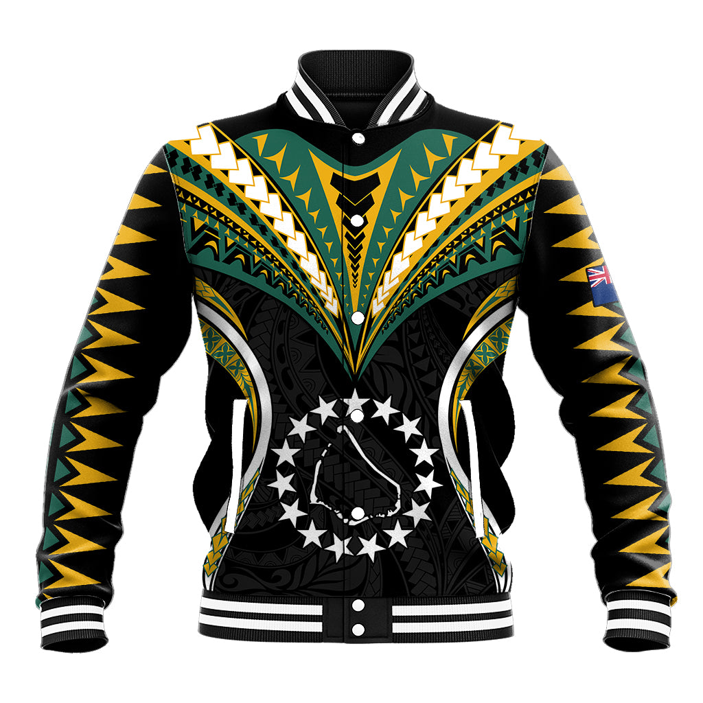 Polynesian Pride Manihiki Island Baseball Jacket Cook Islands Tribal Wave Style LT9 Unisex Black - Polynesian Pride