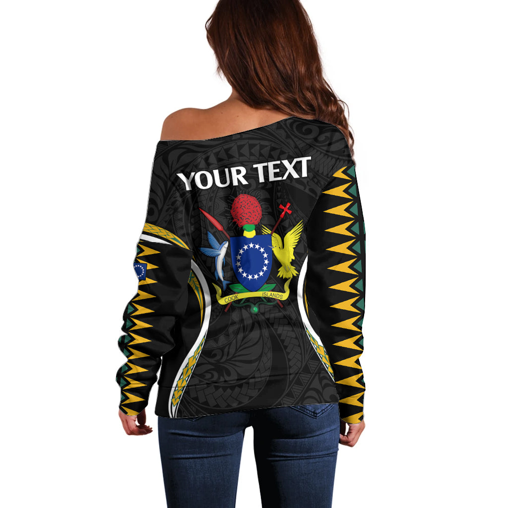 (Personalised) Polynesian Pride Manihiki Island Off Shoulder Sweater Cook Islands Tribal Wave Style LT9 - Polynesian Pride