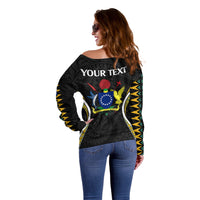 (Personalised) Polynesian Pride Manihiki Island Off Shoulder Sweater Cook Islands Tribal Wave Style LT9 - Polynesian Pride