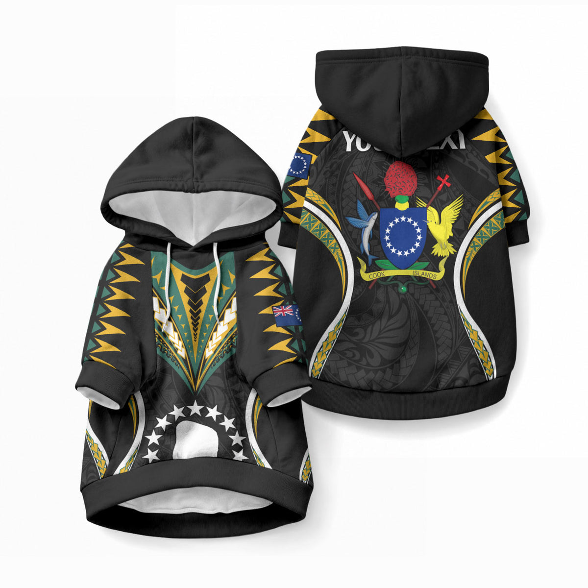 Personalised Polynesian Pride Mitiaro Island Pet Hoodie Cook Islands Tribal Wave Style LT9 Pullover Black - Polynesian Pride