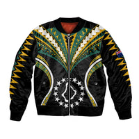 Polynesian Pride Palmerston Island Bomber Jacket Cook Islands Tribal Wave Style LT9 Unisex Black - Polynesian Pride