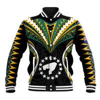 Polynesian Pride Pukapuka Island Baseball Jacket Cook Islands Tribal Wave Style LT9 Unisex Black - Polynesian Pride