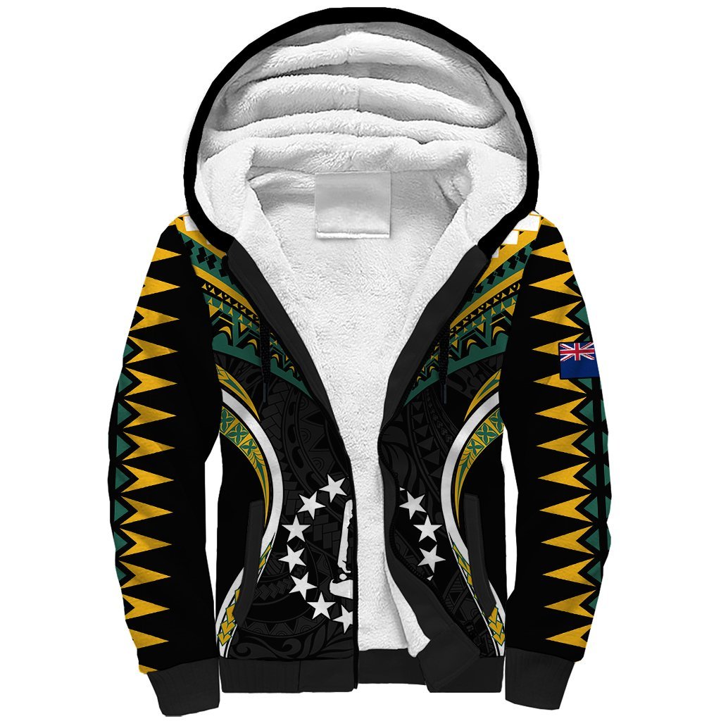 Polynesian Pride Rakahanga Island Sherpa Hoodie Cook Islands Tribal Wave Style LT9 Unisex Black - Polynesian Pride