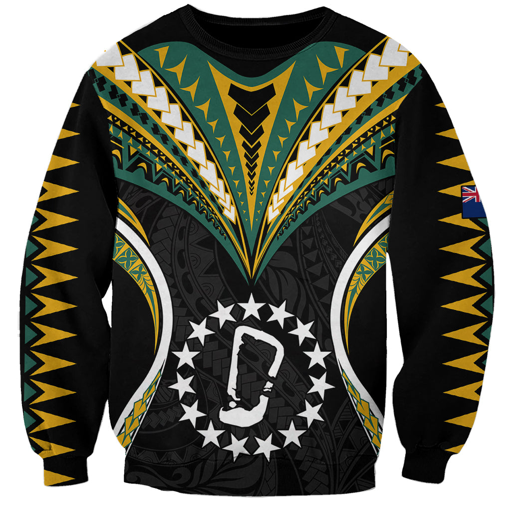 Polynesian Pride Rakahanga Island Sweatshirt Cook Islands Tribal Wave Style LT9 Unisex Black - Polynesian Pride