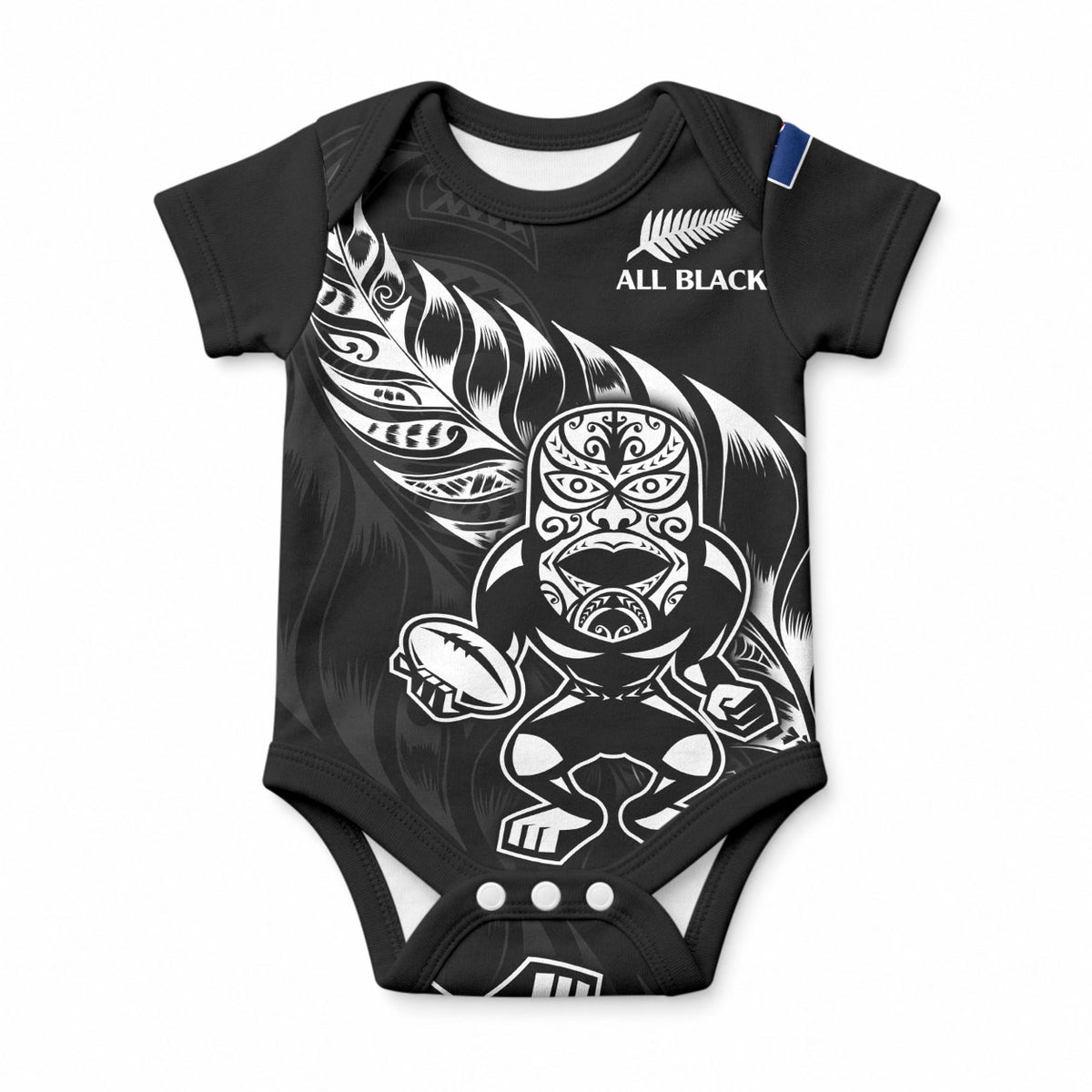 New Zealand Black Rugby Baby Onesie LT9 Black - Polynesian Pride