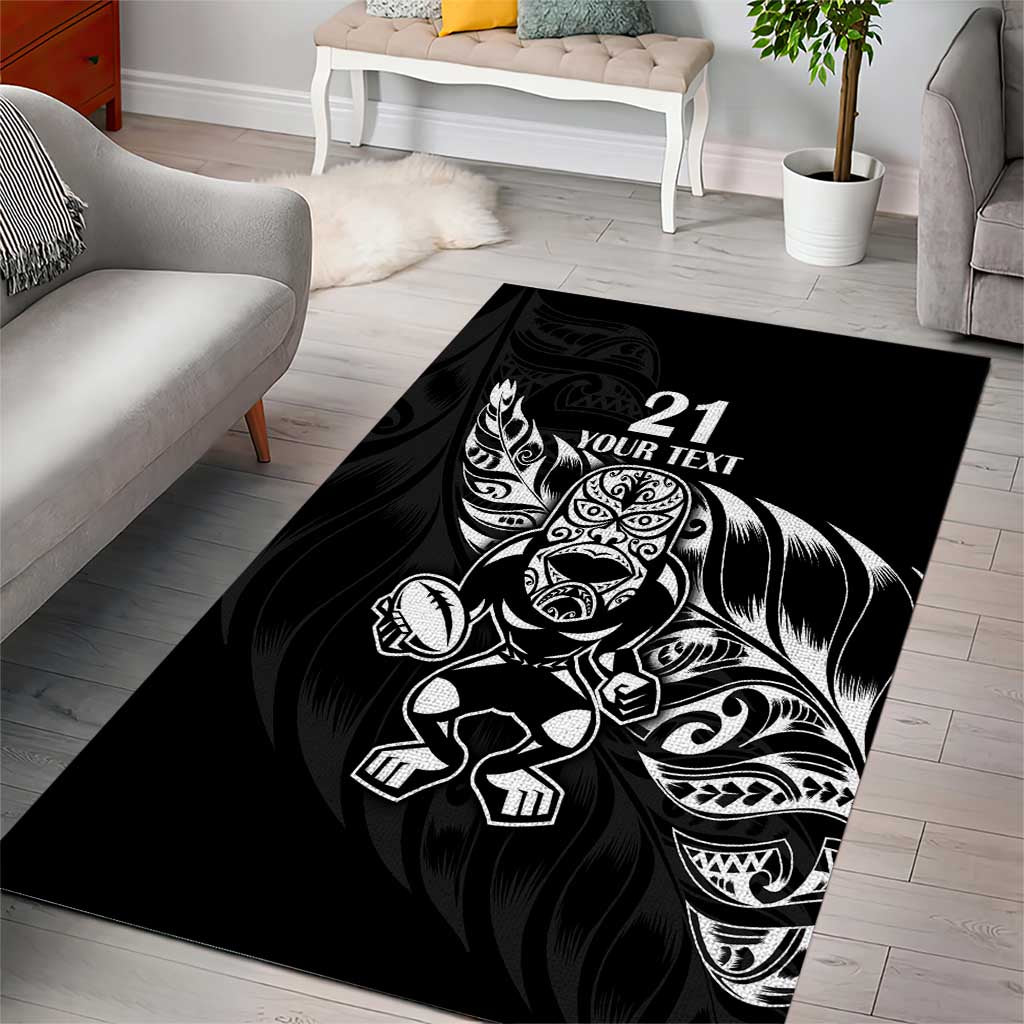 New Zealand Rugby Custom Area Rug Opango All Black Fern LT9 - Polynesian Pride