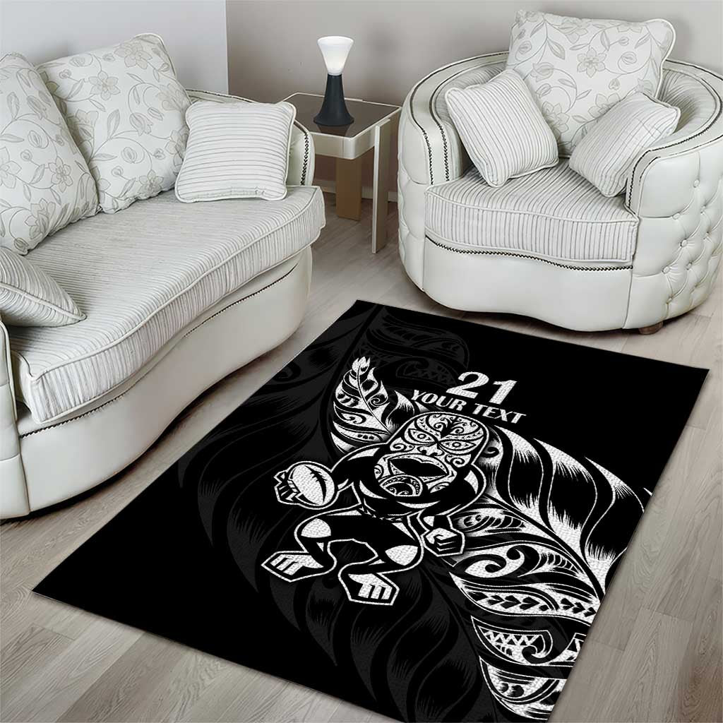 New Zealand Rugby Custom Area Rug Opango All Black Fern LT9 - Polynesian Pride