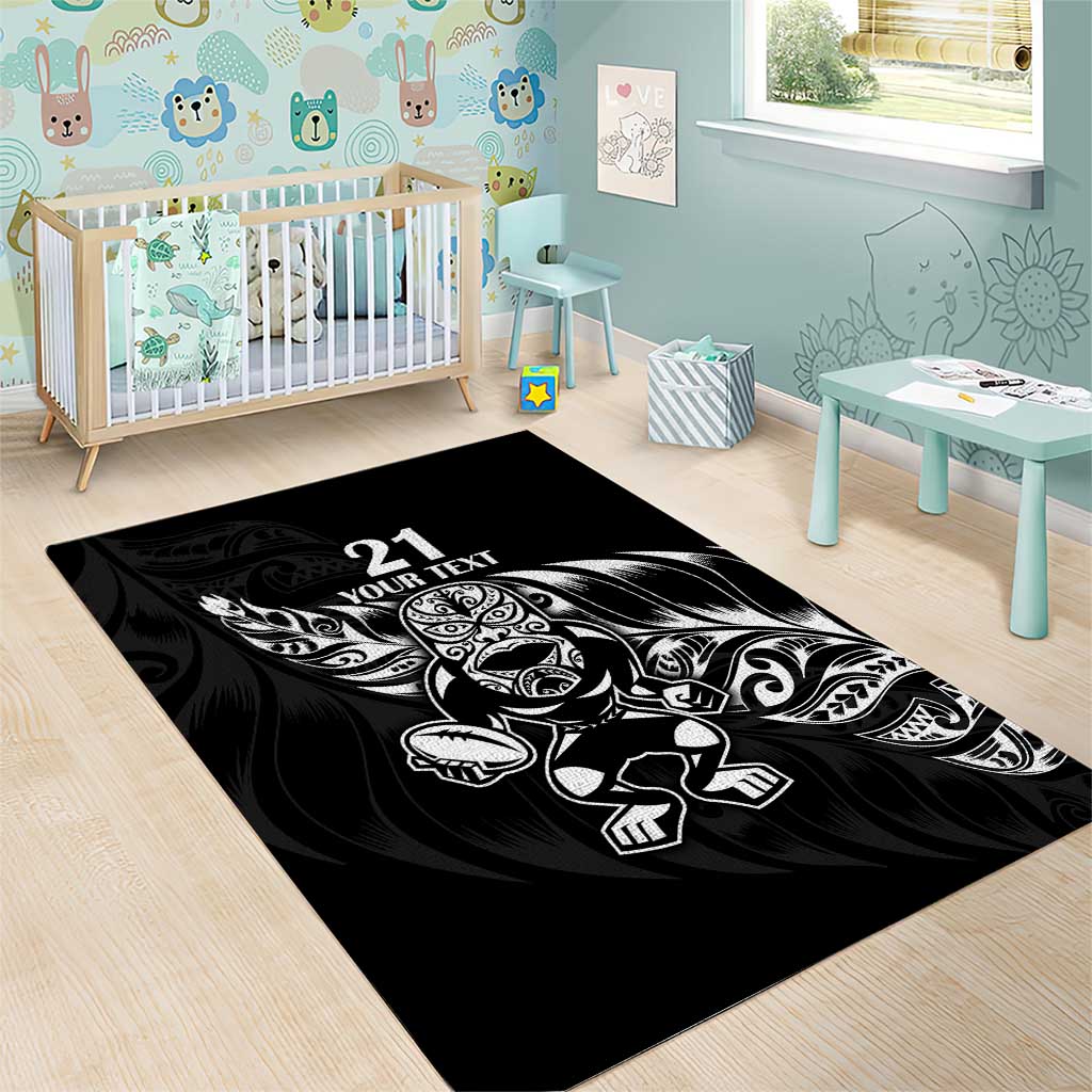 New Zealand Rugby Custom Area Rug Opango All Black Fern LT9 - Polynesian Pride