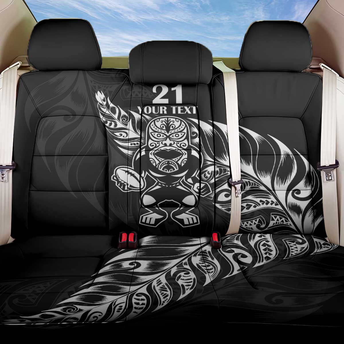 New Zealand Rugby Custom Back Car Seat Cover Opango All Black Fern LT9 One Size Black - Polynesian Pride