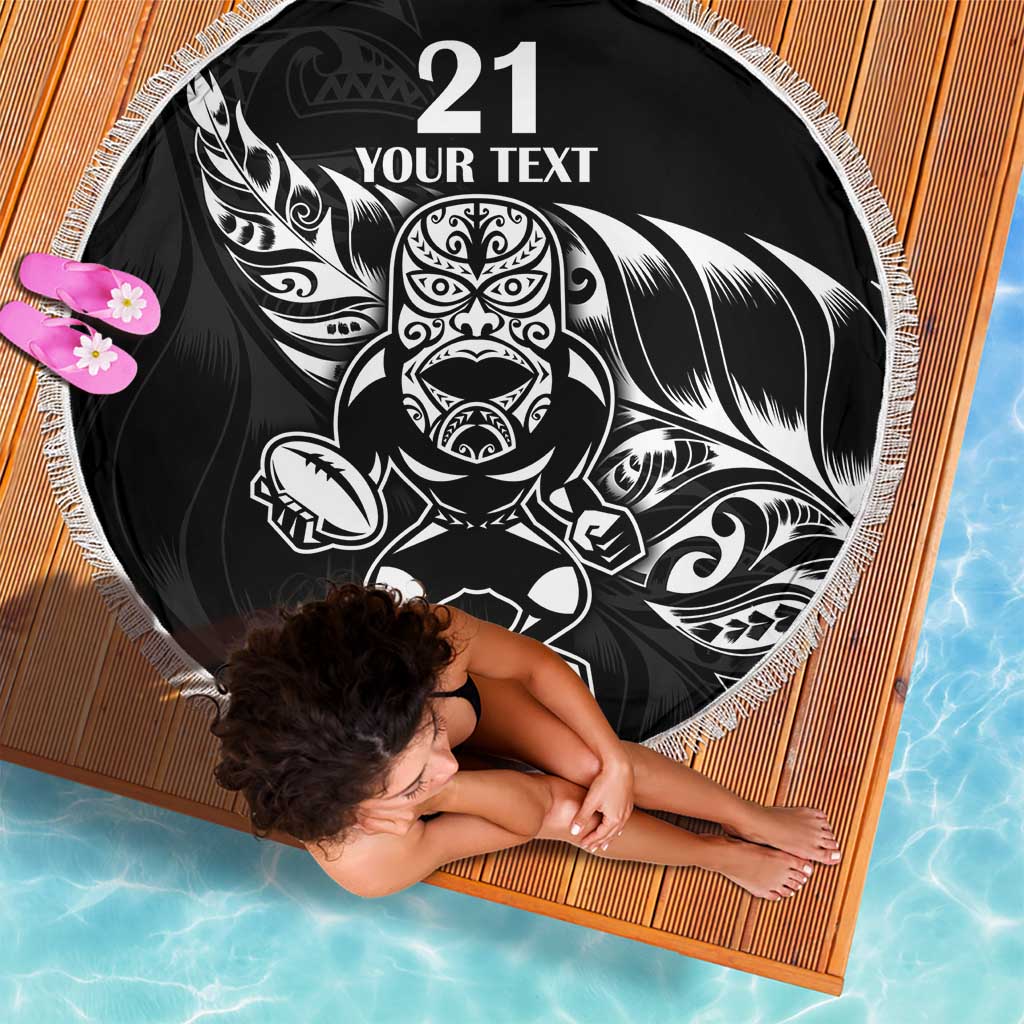 New Zealand Rugby Custom Beach Blanket Opango All Black Fern LT9 - Polynesian Pride