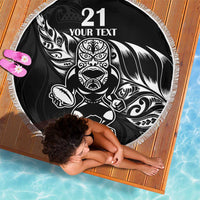 New Zealand Rugby Custom Beach Blanket Opango All Black Fern LT9 - Polynesian Pride