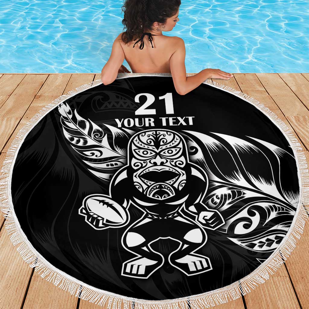 New Zealand Rugby Custom Beach Blanket Opango All Black Fern LT9 - Polynesian Pride