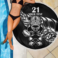 New Zealand Rugby Custom Beach Blanket Opango All Black Fern LT9 - Polynesian Pride