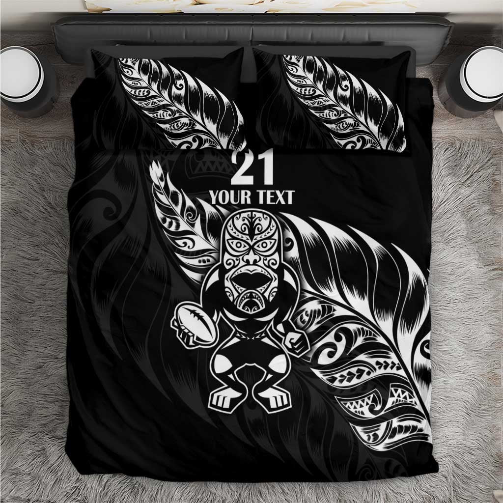 New Zealand Rugby Custom Bedding Set Opango All Black Fern LT9 Black - Polynesian Pride