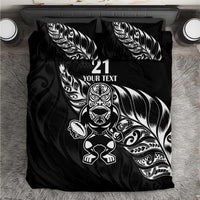 New Zealand Rugby Custom Bedding Set Opango All Black Fern LT9 Black - Polynesian Pride