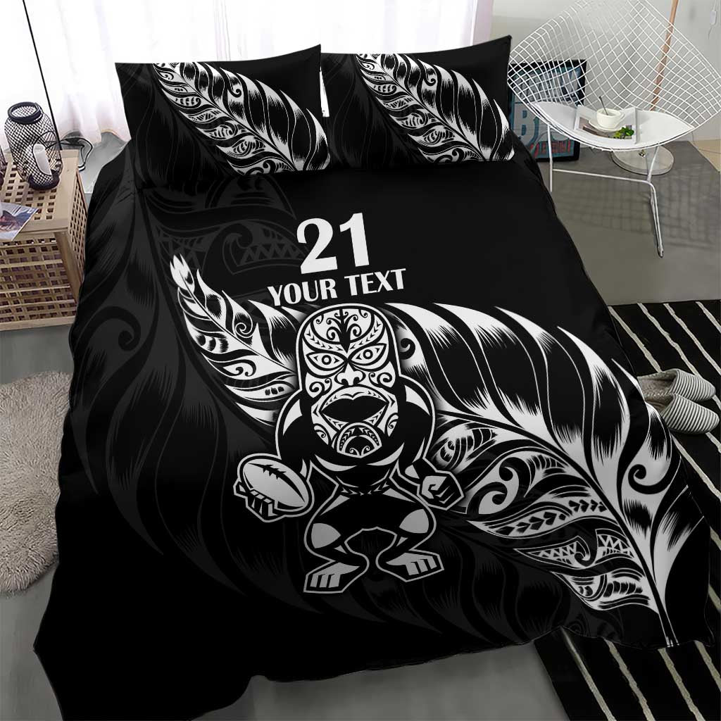 New Zealand Rugby Custom Bedding Set Opango All Black Fern LT9 - Polynesian Pride