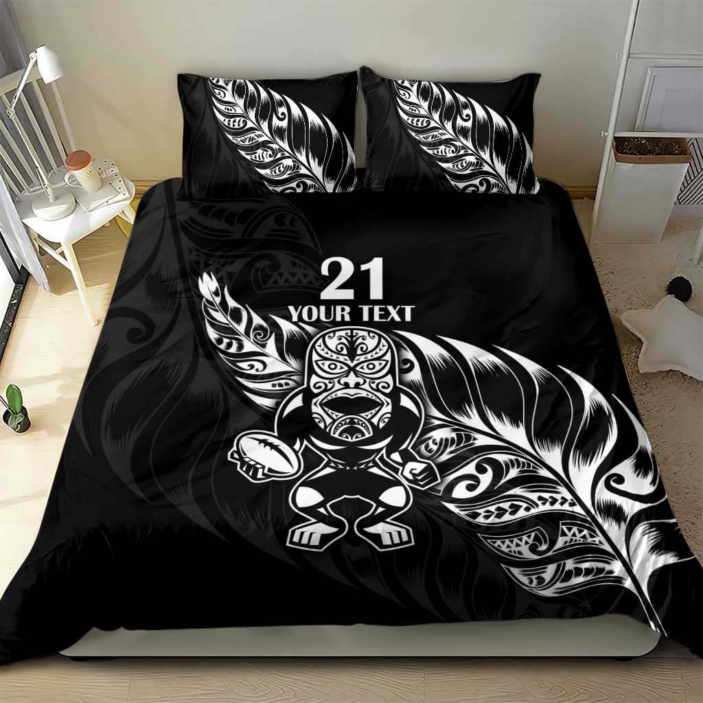 New Zealand Rugby Custom Bedding Set Opango All Black Fern LT9 - Polynesian Pride