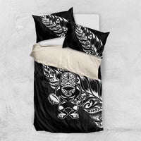 New Zealand Rugby Custom Bedding Set Opango All Black Fern LT9 US Twin 172cm x 218cm Black - Polynesian Pride