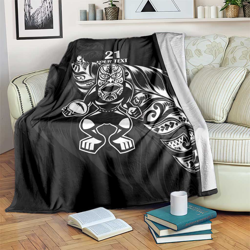 New Zealand Rugby Custom Blanket Opango All Black Fern LT9 Black - Polynesian Pride