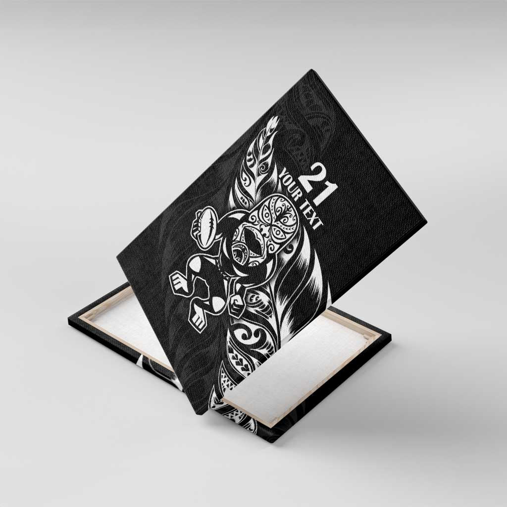 New Zealand Rugby Custom Canvas Wall Art Opango All Black Fern LT9 With Frame Black - Polynesian Pride