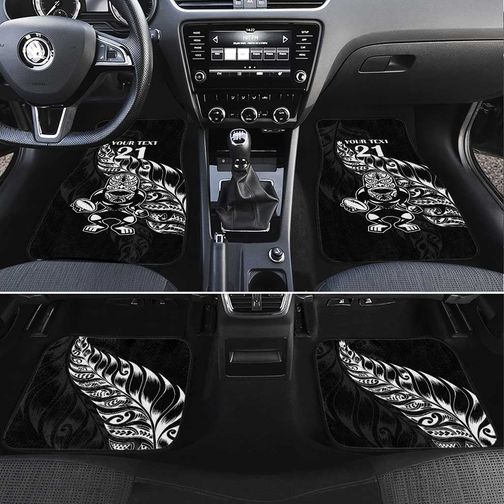 New Zealand Rugby Custom Car Mats Opango All Black Fern LT9 Set 4pcs Black - Polynesian Pride