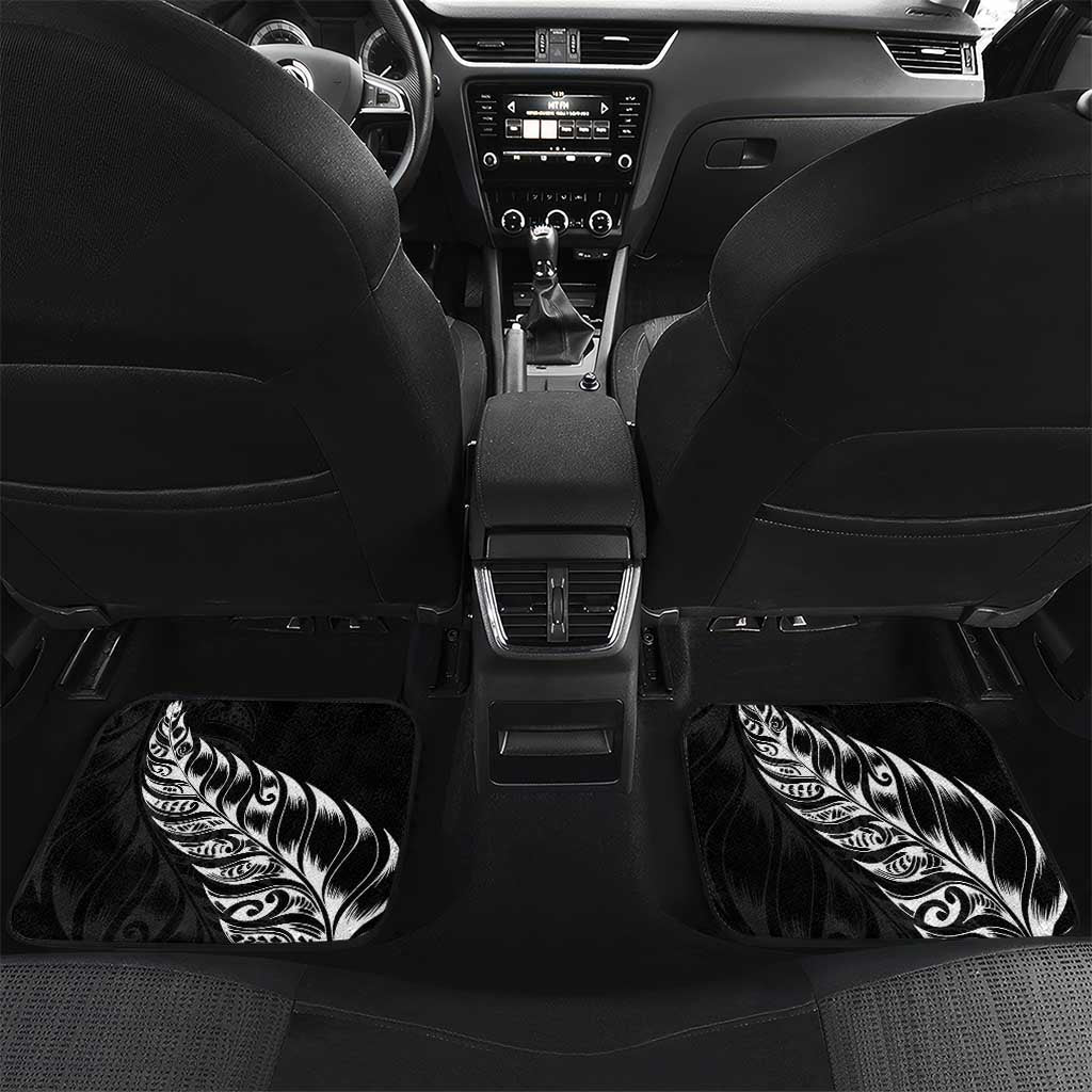 New Zealand Rugby Custom Car Mats Opango All Black Fern LT9 Set 2pcs - Back Black - Polynesian Pride