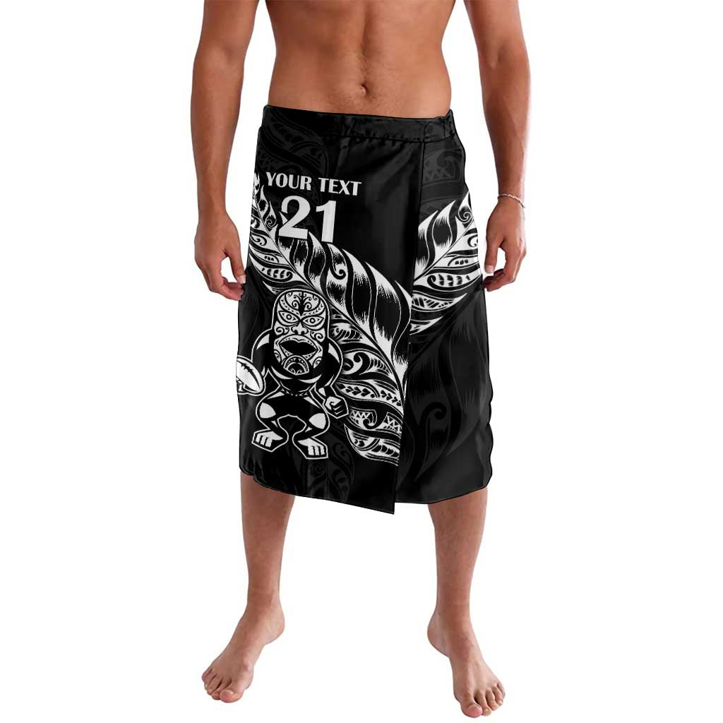 New Zealand Rugby Custom Lavalava Opango All Black Fern LT9 Black - Polynesian Pride