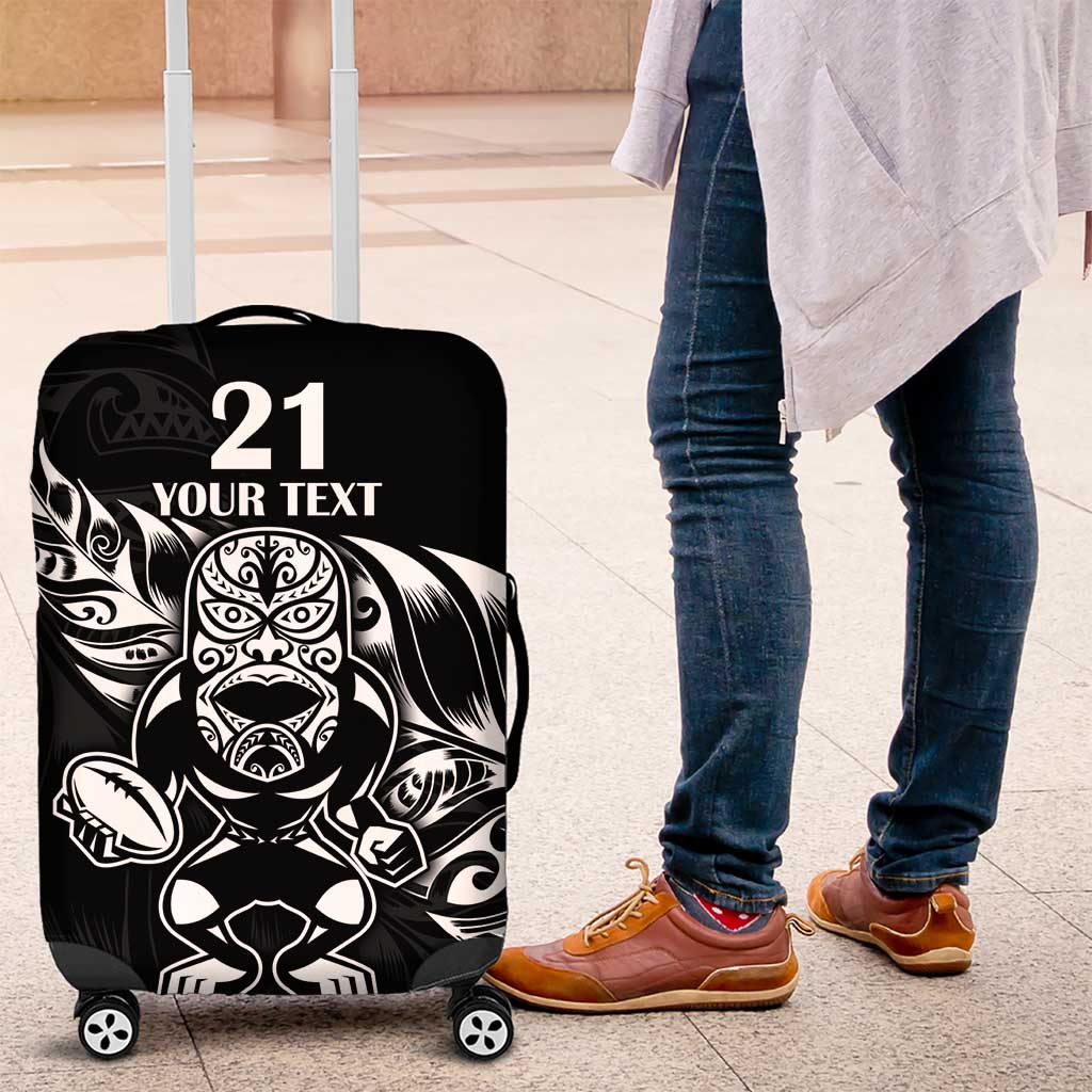 New Zealand Rugby Custom Luggage Cover Opango All Black Fern LT9 Black - Polynesian Pride