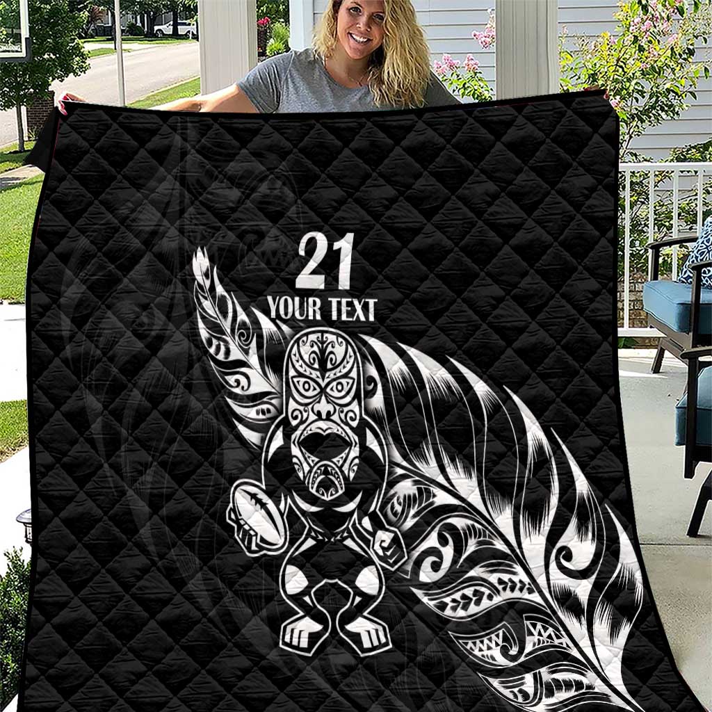 New Zealand Rugby Custom Quilt Opango All Black Fern LT9 Black - Polynesian Pride