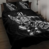 New Zealand Rugby Custom Quilt Bed Set Opango All Black Fern LT9 Black - Polynesian Pride
