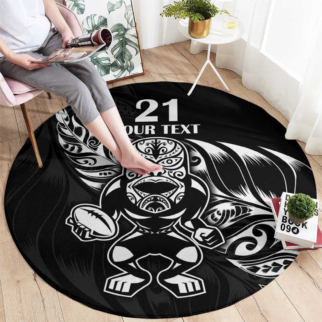 New Zealand Rugby Custom Round Carpet Opango All Black Fern LT9 - Polynesian Pride