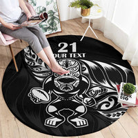 New Zealand Rugby Custom Round Carpet Opango All Black Fern LT9 - Polynesian Pride