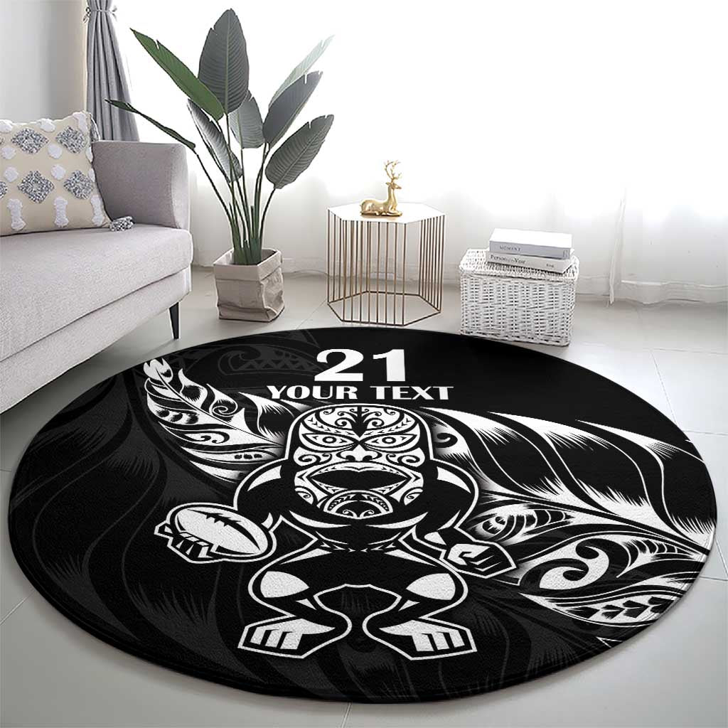 New Zealand Rugby Custom Round Carpet Opango All Black Fern LT9 - Polynesian Pride