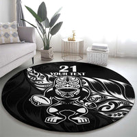 New Zealand Rugby Custom Round Carpet Opango All Black Fern LT9 - Polynesian Pride